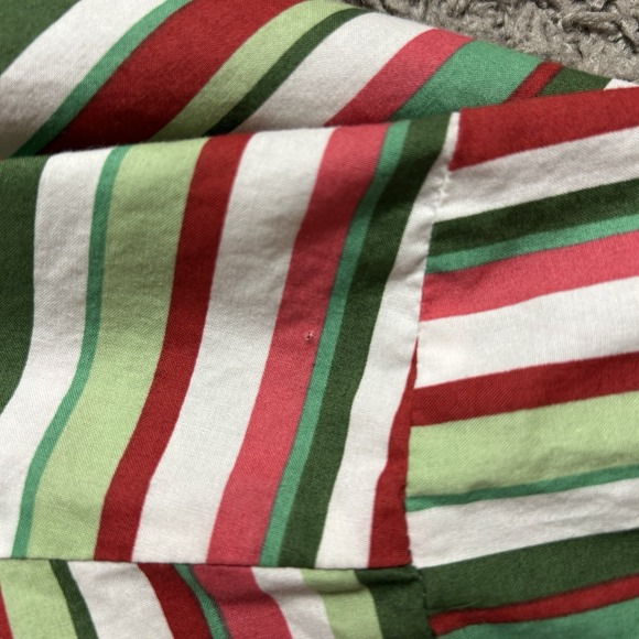 Printfresh Womens Red Green Striped Cotton Poplin Short Robe Loungewear S/M - Picture 5 of 5